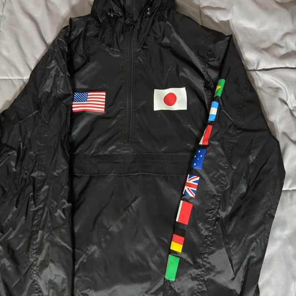 HUF Black Windbreaker with Flag Accents - Picture 1 of 5
